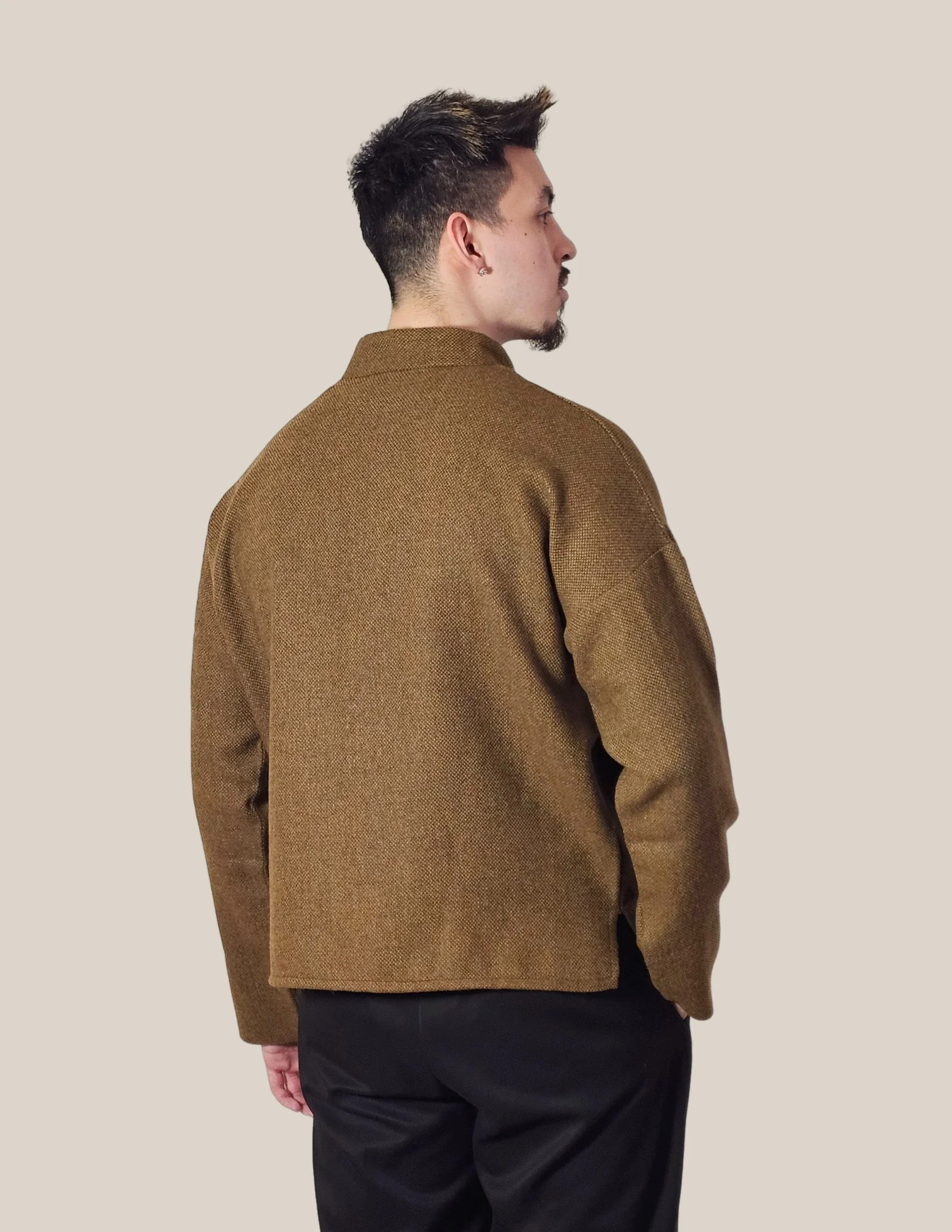 Tibetan Brown Yak Wool Over-Shirt – Unisex Traditional Design